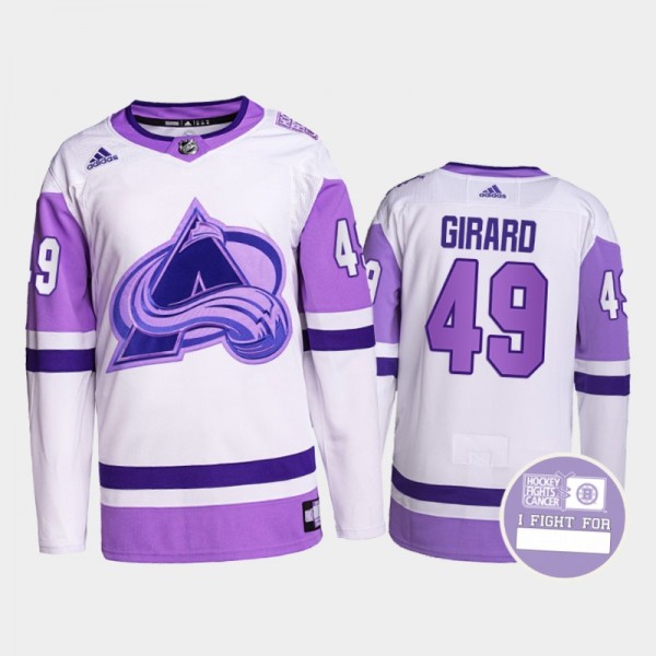 Sam Girard Hockey Fights Cancer Avalanche White Pu...