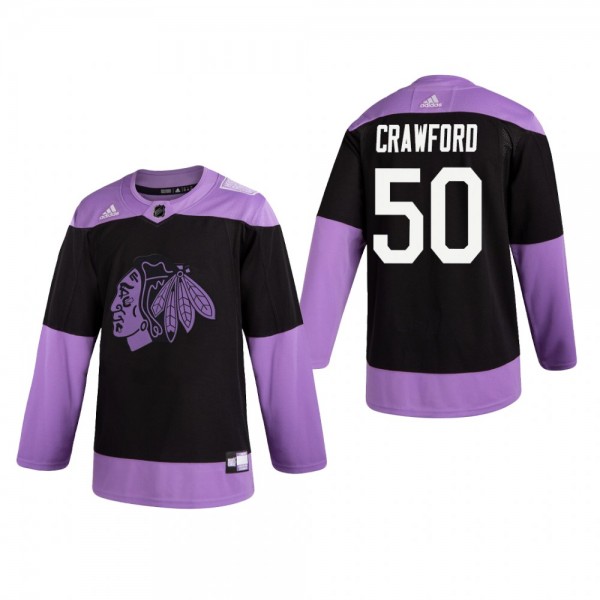 Corey Crawford Hockey Fights Cancer Jersey Chicago...