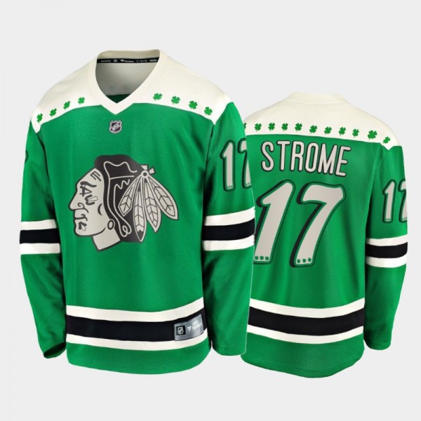 Dylan Strome 2021 St. Patrick's Day Blackhawks Jer...