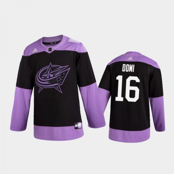 Max Domi 2020 Hockey Fights Cancer Jersey Columbus Blue Jackets Black Practice
