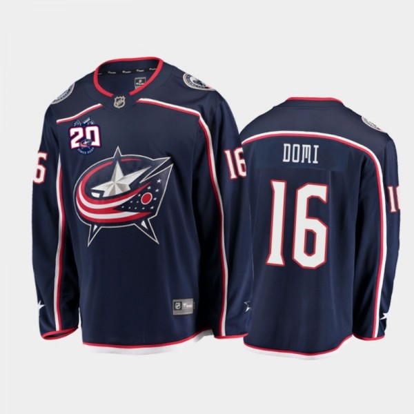 Max Domi 20th Anniversary Blue Jackets Jersey Home...