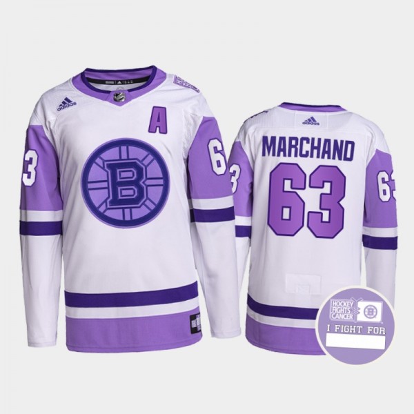 Brad Marchand Hockey Fights Cancer Jersey Boston B...