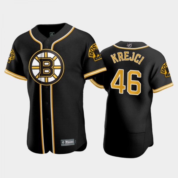 David Krejci 2020 NHL X MLB Crossover Bruins Baseball Black Jersey