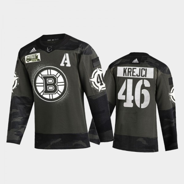 David Krejci 2021 Military Appreciation Night Camo...