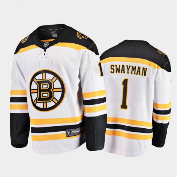 Jeremy Swayman Away Boston Bruins Jersey Player Wh...