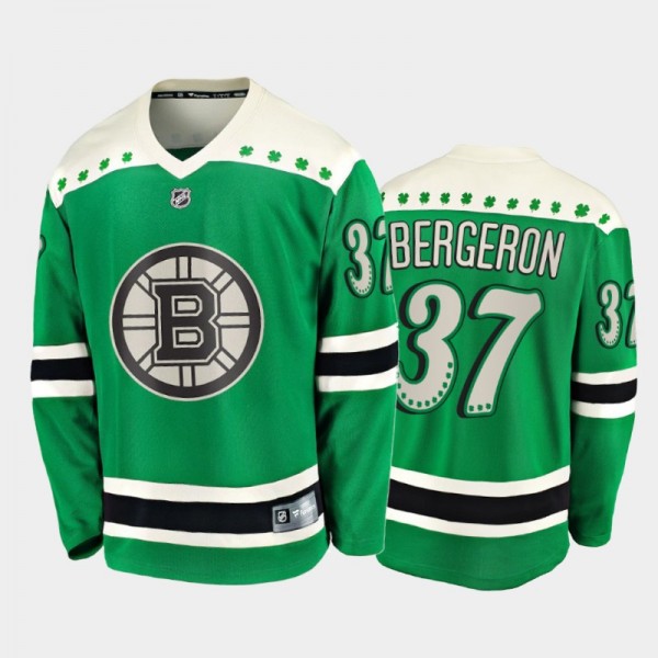 Patrice Bergeron 2021 St. Patrick's Day Bruins Jer...