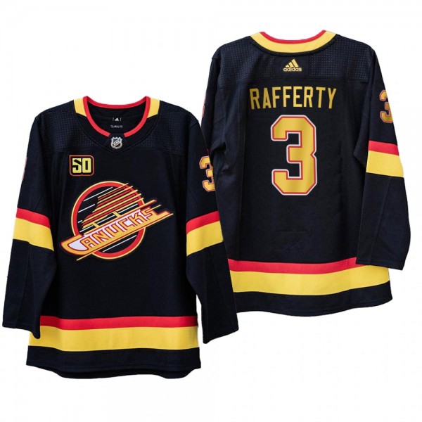 Brogan Rafferty 50th Anniversary Black Vancouver Canucks 1989 Flying Skate Jersey