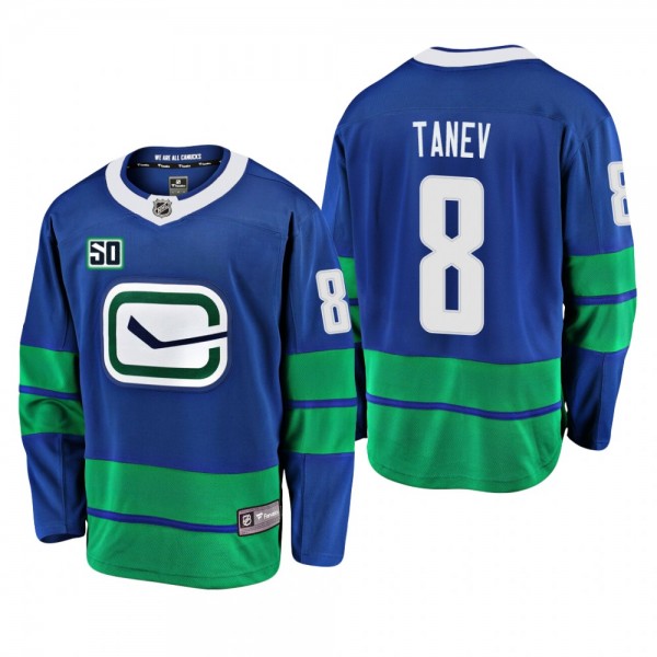 Canucks Christopher Tanev 50th Anniversary Blue Je...