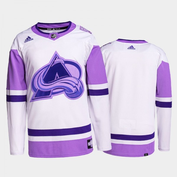 Colorado Avalanche Jersey Hockey Fights Cancer White Purple Uniform