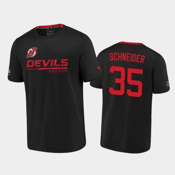 Cory Schneider Authentic Pro Black Devils 2020-21 Locker Room Performance T-Shirt