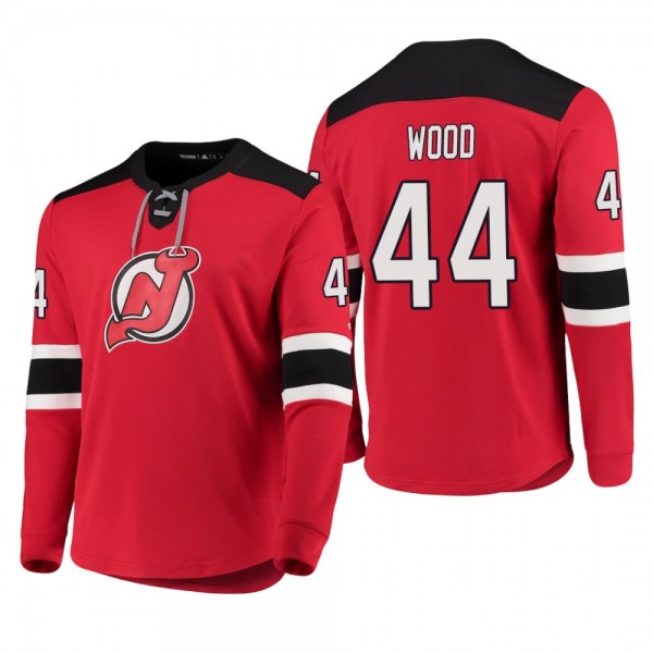 Devils Miles Wood 2018-19 Jersey Red Adidas Platin...