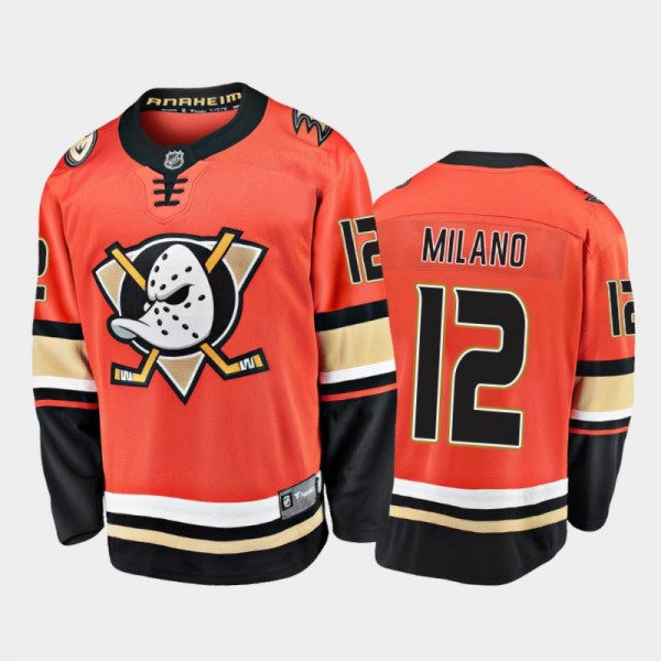 Sonny Milano Alternate Anaheim Ducks Jersey 2021 Season Breakaway Player Orange