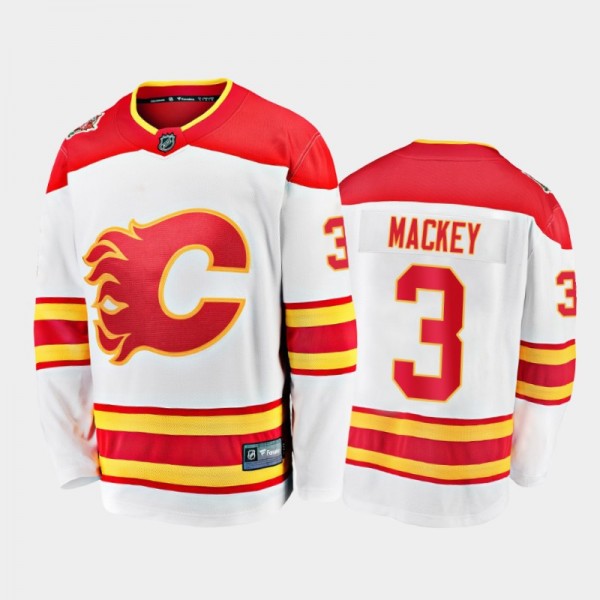 Connor Mackey Away Calgary Flames Jersey Player Wh...
