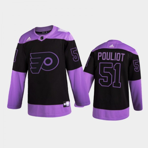 Derrick Pouliot 2021 Hockey Fights Cancer Night Flyers Jersey Purple