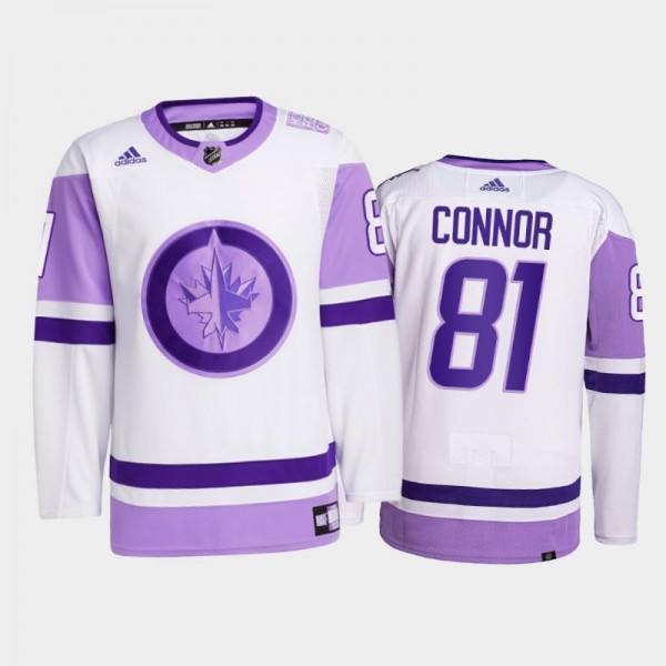 Kyle Connor 2021 HockeyFightsCancer Jersey Winnipe...