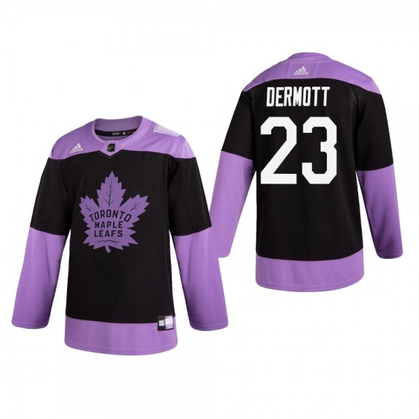 Travis Dermott Hockey Fights Cancer Jersey Toronto Maple Leafs Black Practice