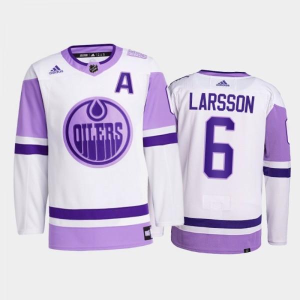Adam Larsson 2021 HockeyFightsCancer Jersey Edmont...