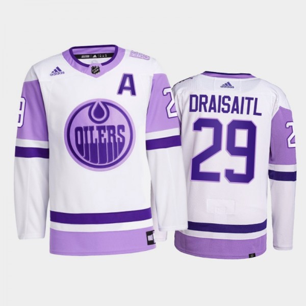 Leon Draisaitl 2021 HockeyFightsCancer Jersey Edmo...