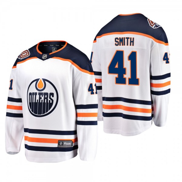 Edmonton Oilers Mike Smith Away White Jersey