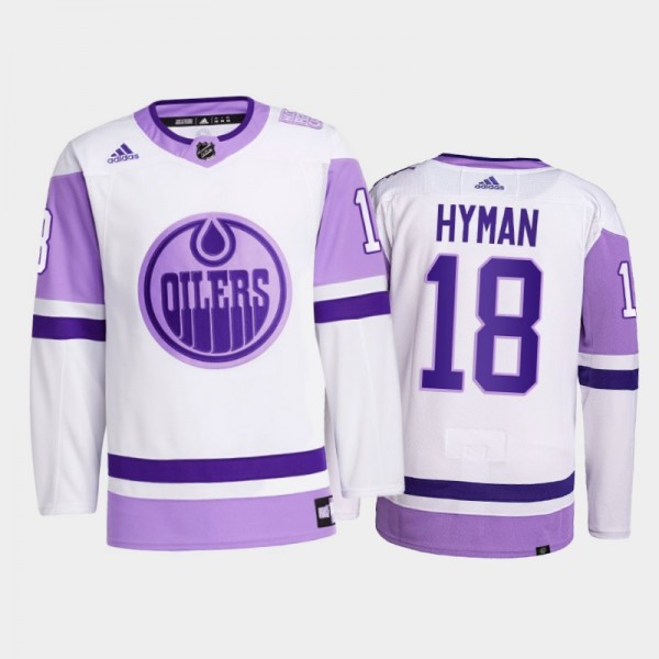 Zach Hyman 2021 HockeyFightsCancer Jersey Edmonton...