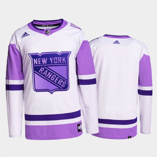 HockeyFightsCancer Jersey New York Rangers White Purple Primegreen Authentic