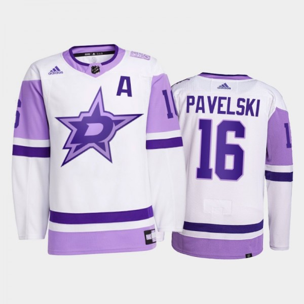 Joe Pavelski 2021 HockeyFightsCancer Stars White P...