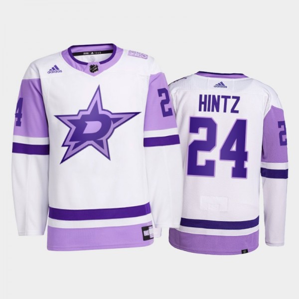 Roope Hintz 2021 HockeyFightsCancer Stars White Pr...
