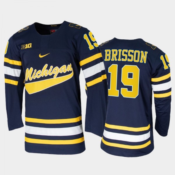 Brendan Brisson College Hockey Michigan Wolverines Jersey Replica Navy