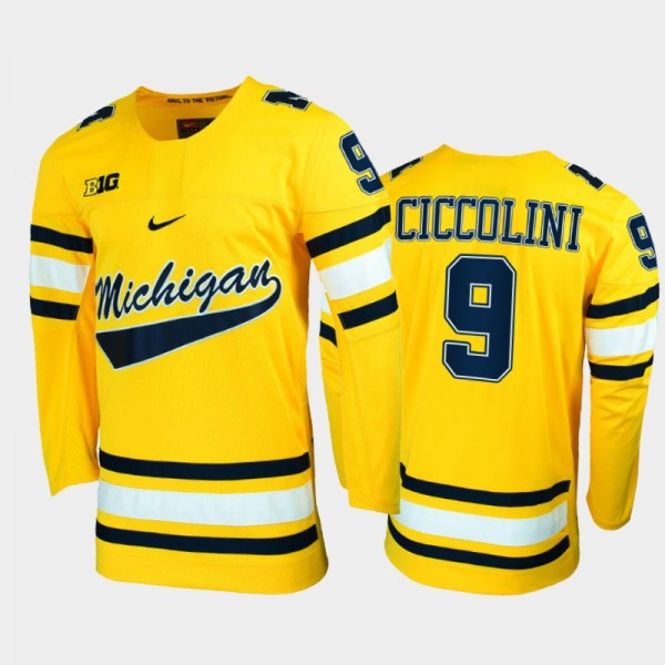 Eric Ciccolini College Hockey Michigan Wolverines Jersey Replica Maize