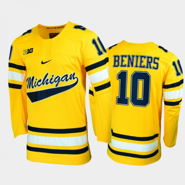 Matty Beniers College Hockey Michigan Wolverines Jersey Replica Maize