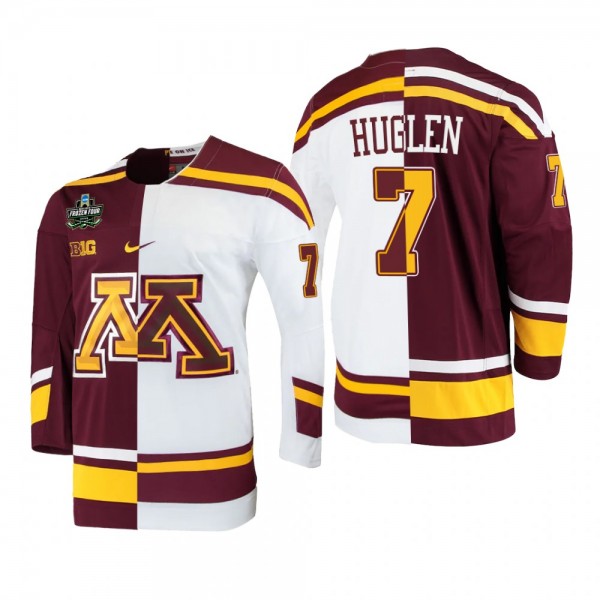 Aaron Huglen 2022 Frozen Four Minnesota Golden Gophers Jersey White Maroon