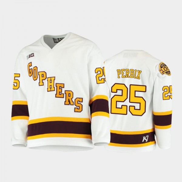 Jack Perbix 2021 B1G Tournament Championship Minnesota Golden Gophers Jersey Throwback White