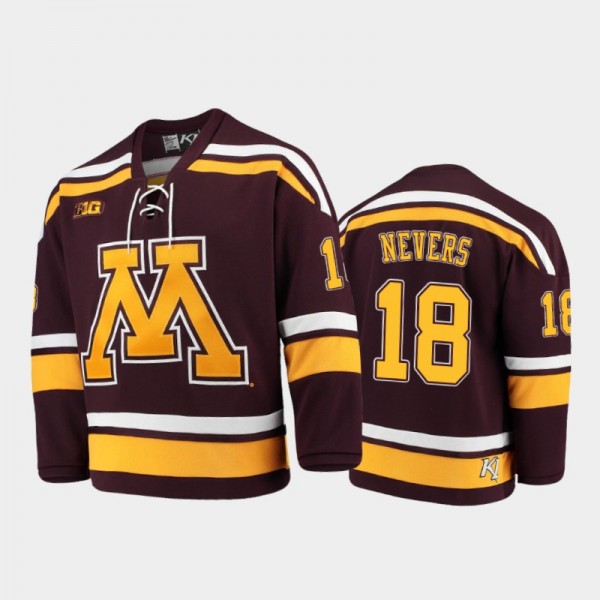 Mason Nevers 2021 B1G Tournament Championship Minnesota Golden Gophers Jersey Replica Maroon