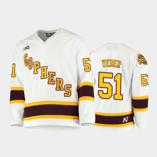 Noah Weber 2021 B1G Tournament Championship Minnesota Golden Gophers Jersey Throwback White