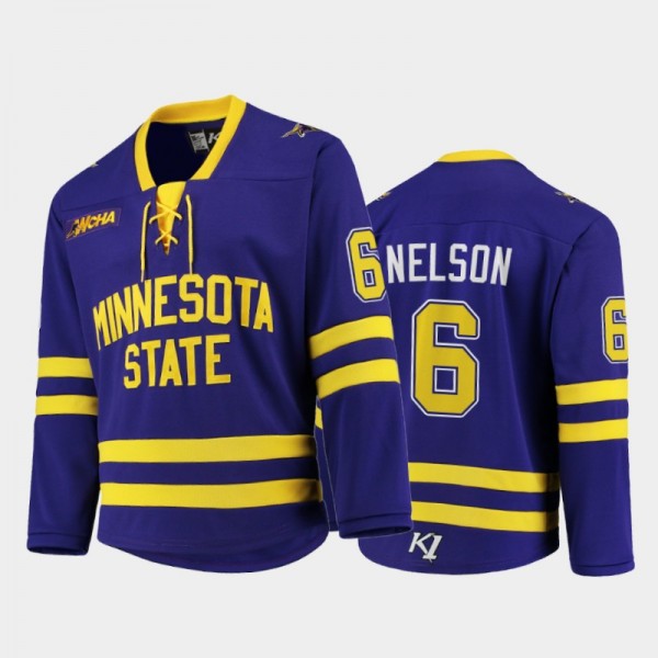 Casey Nelson Minnesota State Mavericks College Hockey Replica Jersey - Purple