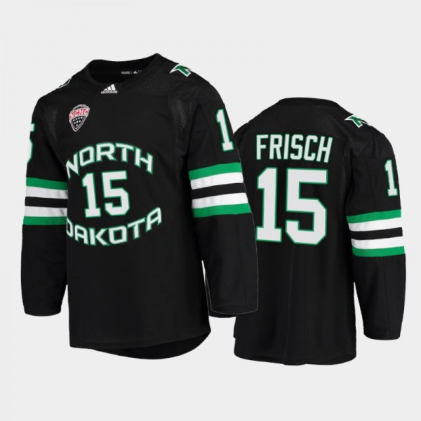 Ethan Frisch College Hockey North Dakota Fighting Hawks Jersey Black