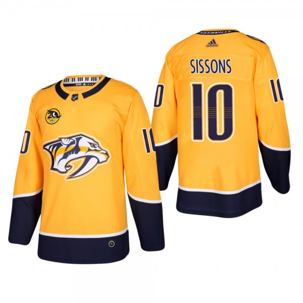 Colton Sissons Nashville Predators Home Player Authentic Jersey Gold