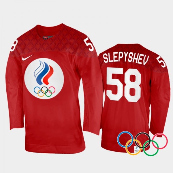 Russia Hockey Anton Slepyshev 2022 Winter Olympics Home Jersey Red