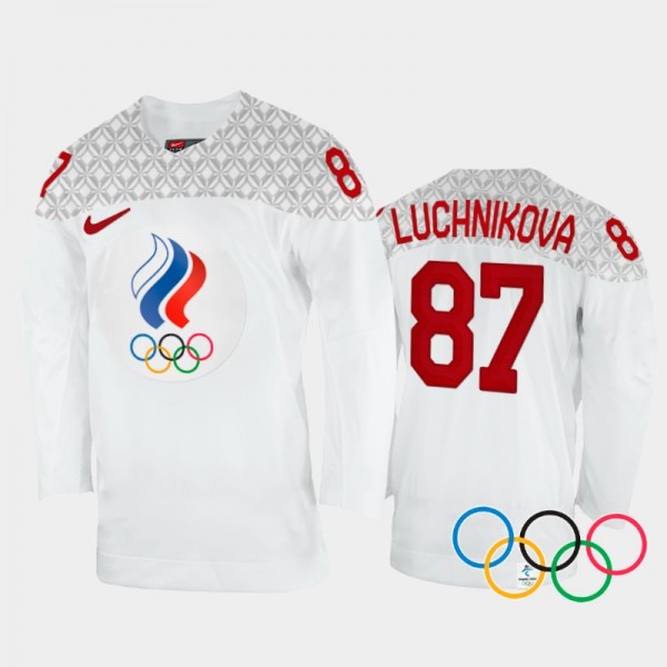 Russia Women's Hockey Polina Luchnikova 2022 Winter Olympics Away Jersey White