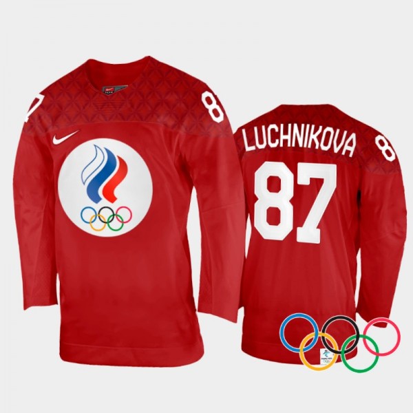 Russia Women's Hockey 2022 Winter Olympics Polina Luchnikova Red Jersey Home