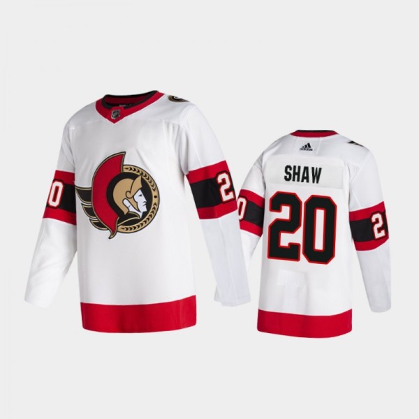 Logan Shaw Away Ottawa Senators White 2020-21 Auth...