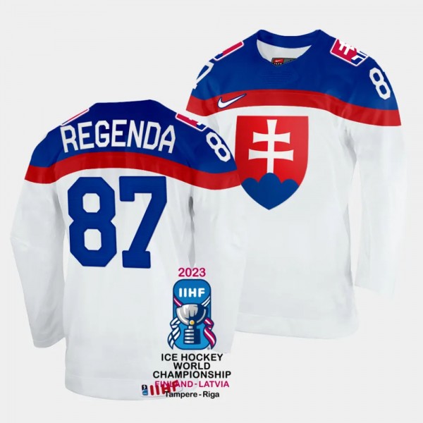 Pavol Regenda 2023 IIHF World Championship Slovakia #87 White Home Jersey Men