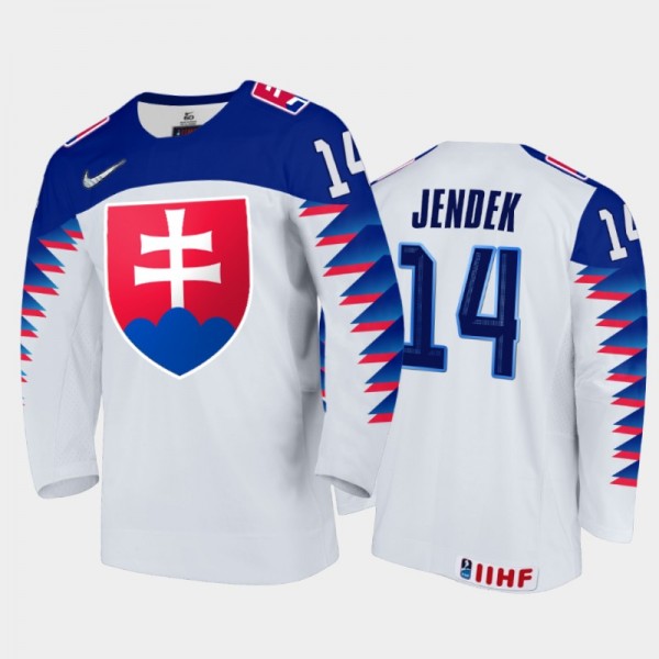 Dominik Jendek 2021 IIHF World Junior Championship Slovakia Home Jersey White