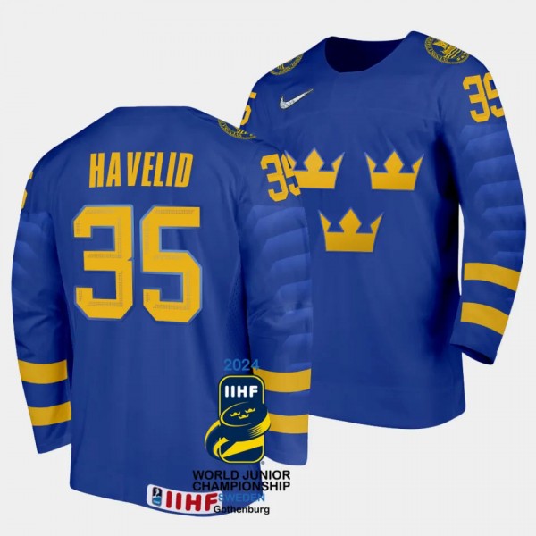 Hugo Havelid 2024 IIHF World Junior Championship Sweden #35 White Jersey Men