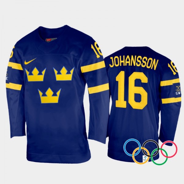 Sweden Women's Hockey Linnea Johansson 2022 Winter Olympics Away Jersey Navy