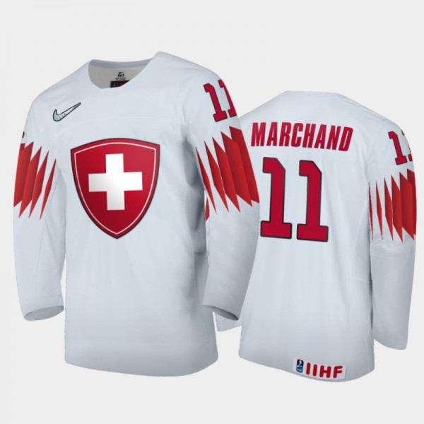 Lionel Marchand 2021 IIHF World Junior Championship Switzerland Home Jersey White