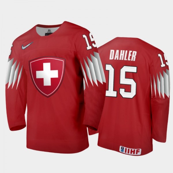Ronny Dahler 2021 IIHF World Junior Championship Switzerland Away Jersey Red