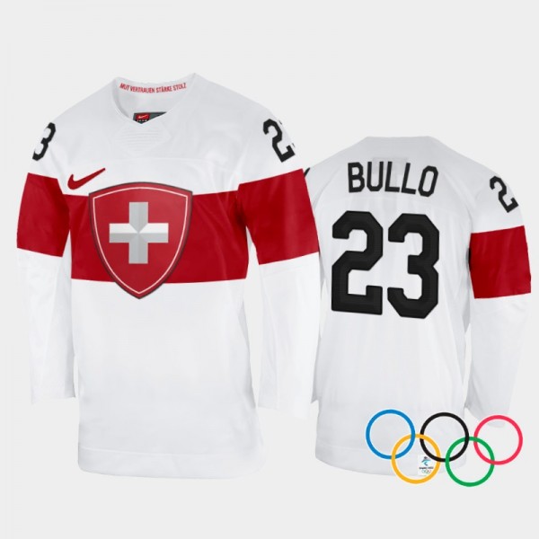 Switzerland Women's Hockey Nicole Bullo 2022 Winter Olympics Away Jersey White