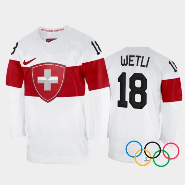 Switzerland Women's Hockey Stefanie Wetli 2022 Winter Olympics Away Jersey White