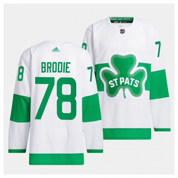 Toronto Maple Leafs 2024 St. Patricks Alternate T.J. Brodie #78 White Primegreen Authentic Jersey Men's